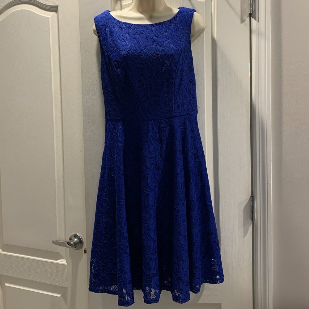 Royal Blue Floral Lace Dress
